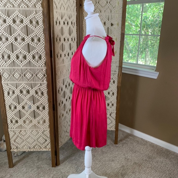 Trixxi Francesca's Shayla Satin Mini Dress halter ruffle pink size small NWT - Picture 2 of 12